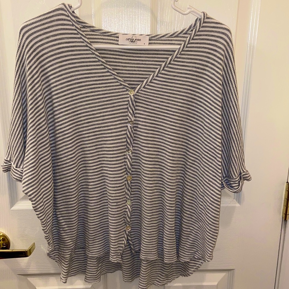 Carly Jean Los Angeles Striped Button Down Top